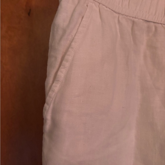 White cropped wide leg linen pants Tahari size M - Picture 5 of 5